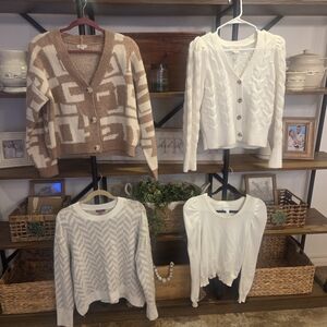 Lot Of Four Women's Sweaters In Neutral Colors